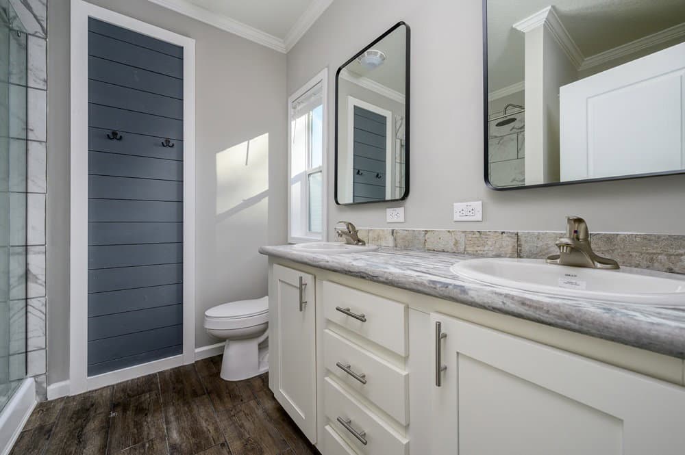 Riverfront bathroom home features
