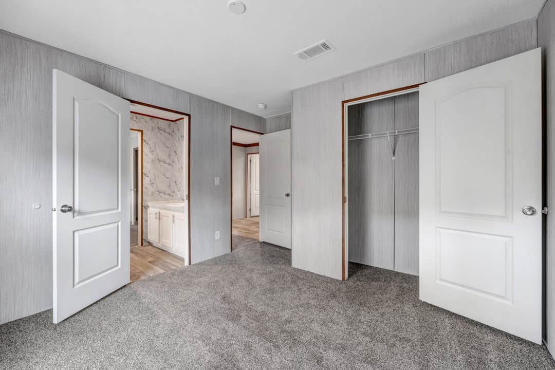 The violet interior home features