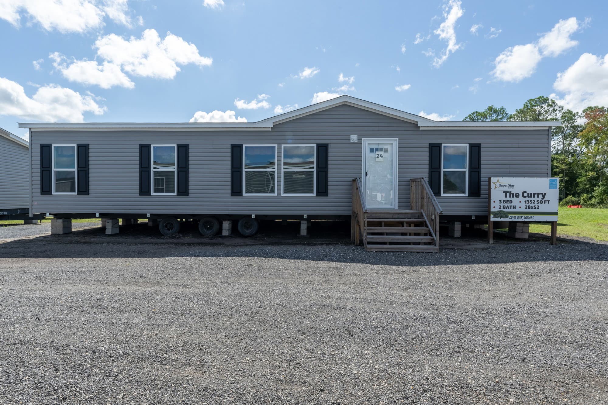 The curry elevation and exterior home features