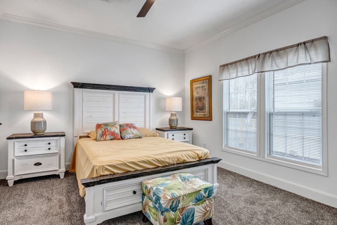 The copper bedroom home features