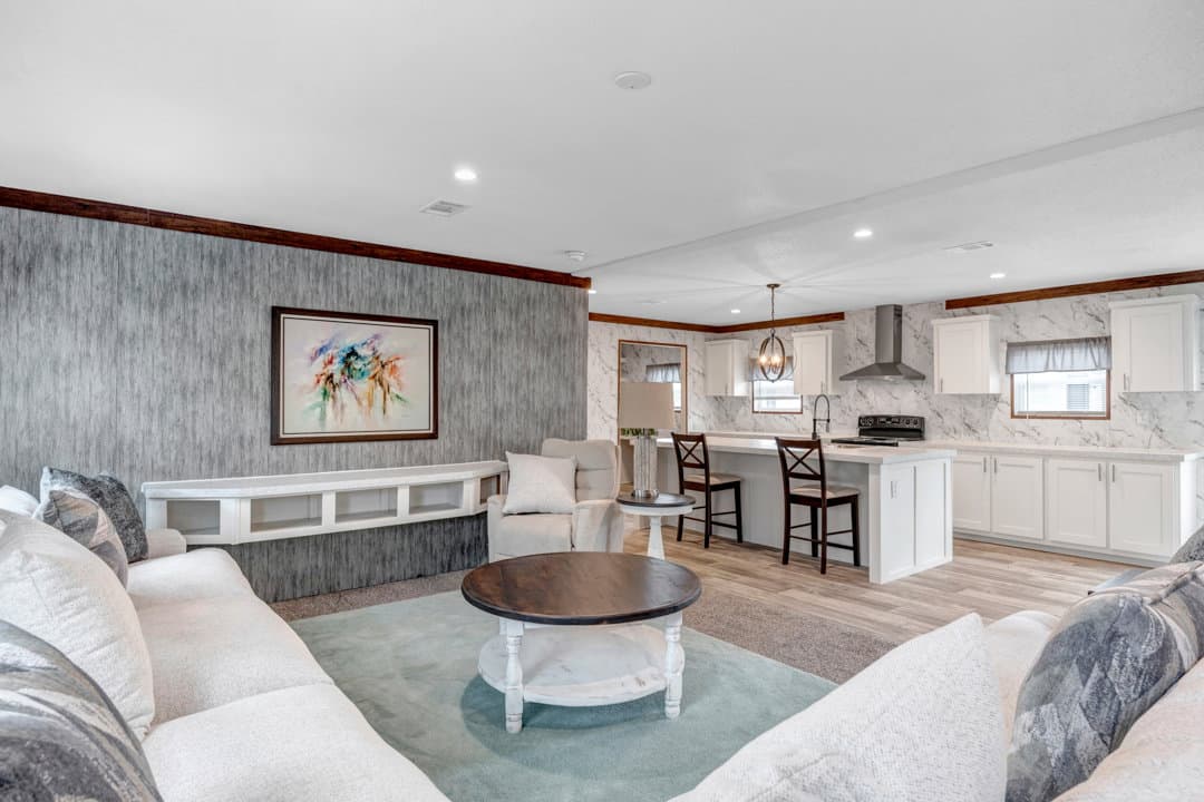 The violet interior home features