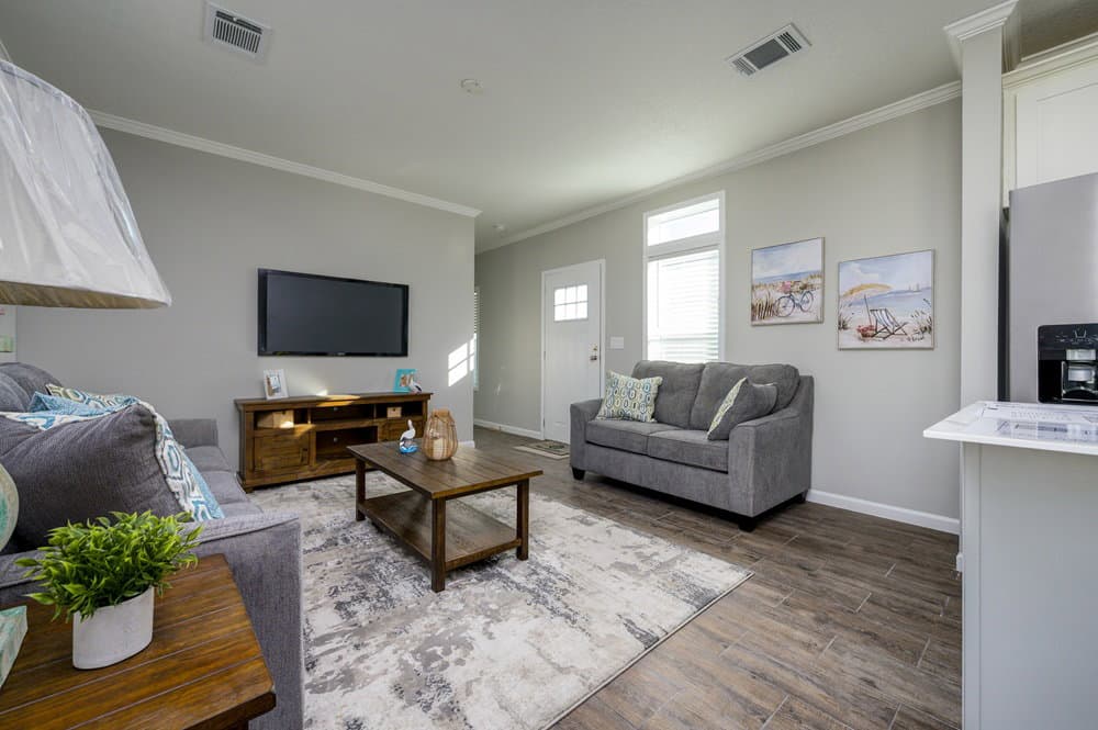 Riverfront interior home features