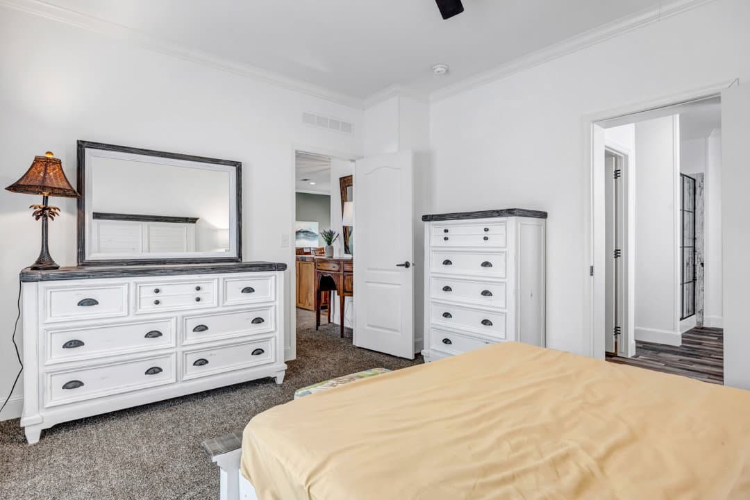 The copper bedroom home features