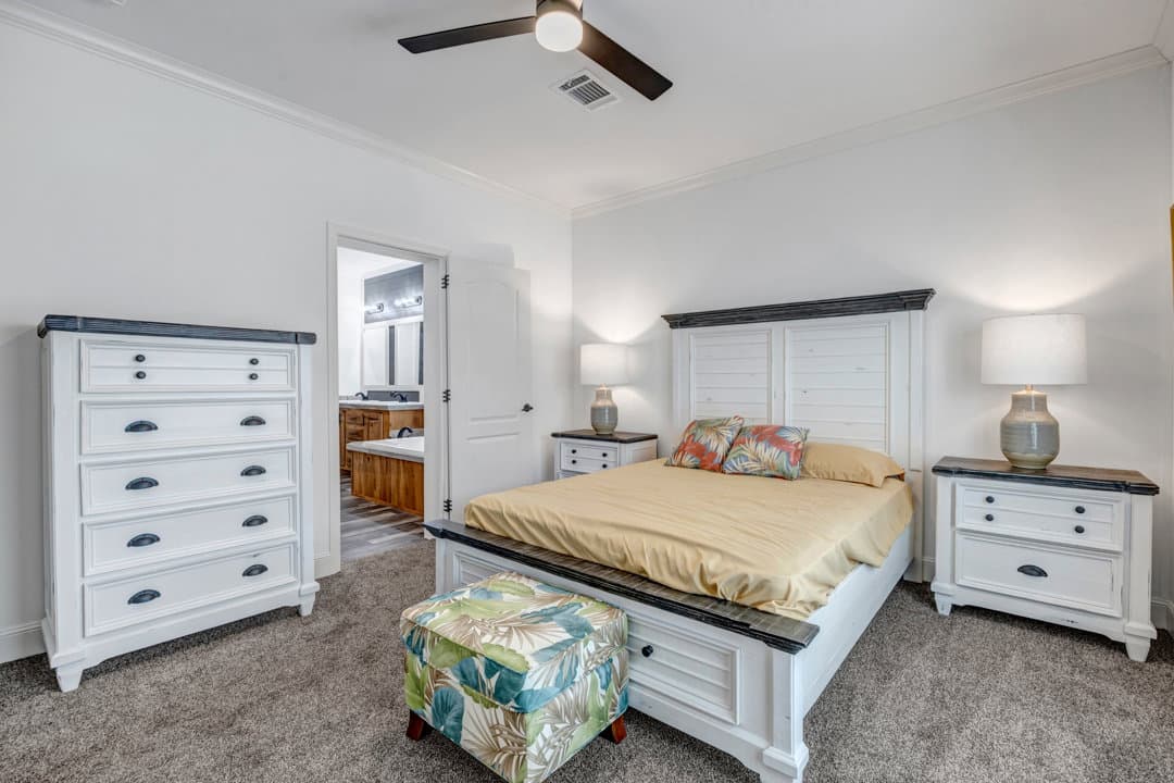 The copper bedroom home features