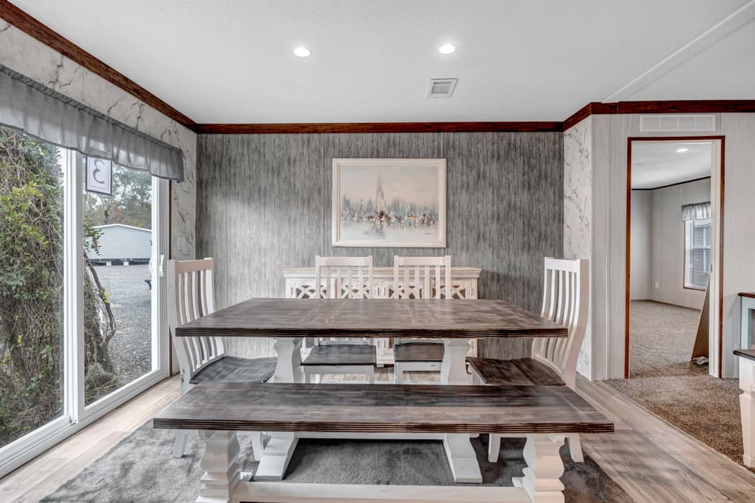 The violet interior home features