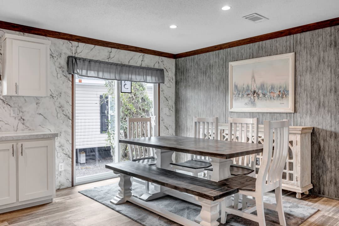 The violet interior home features