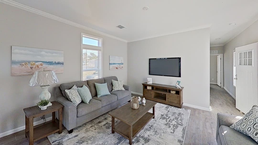 Riverfront interior home features